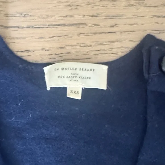 Sezane Navy V-Neck Sweater - Picture 3 of 6